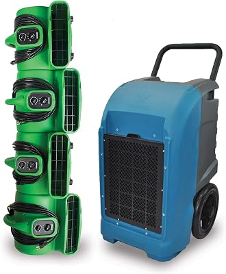 XPOWER Water Damage Cleanup & Restoration DIY Combo wCommercial Grade Dehumidifier & Air Movers.