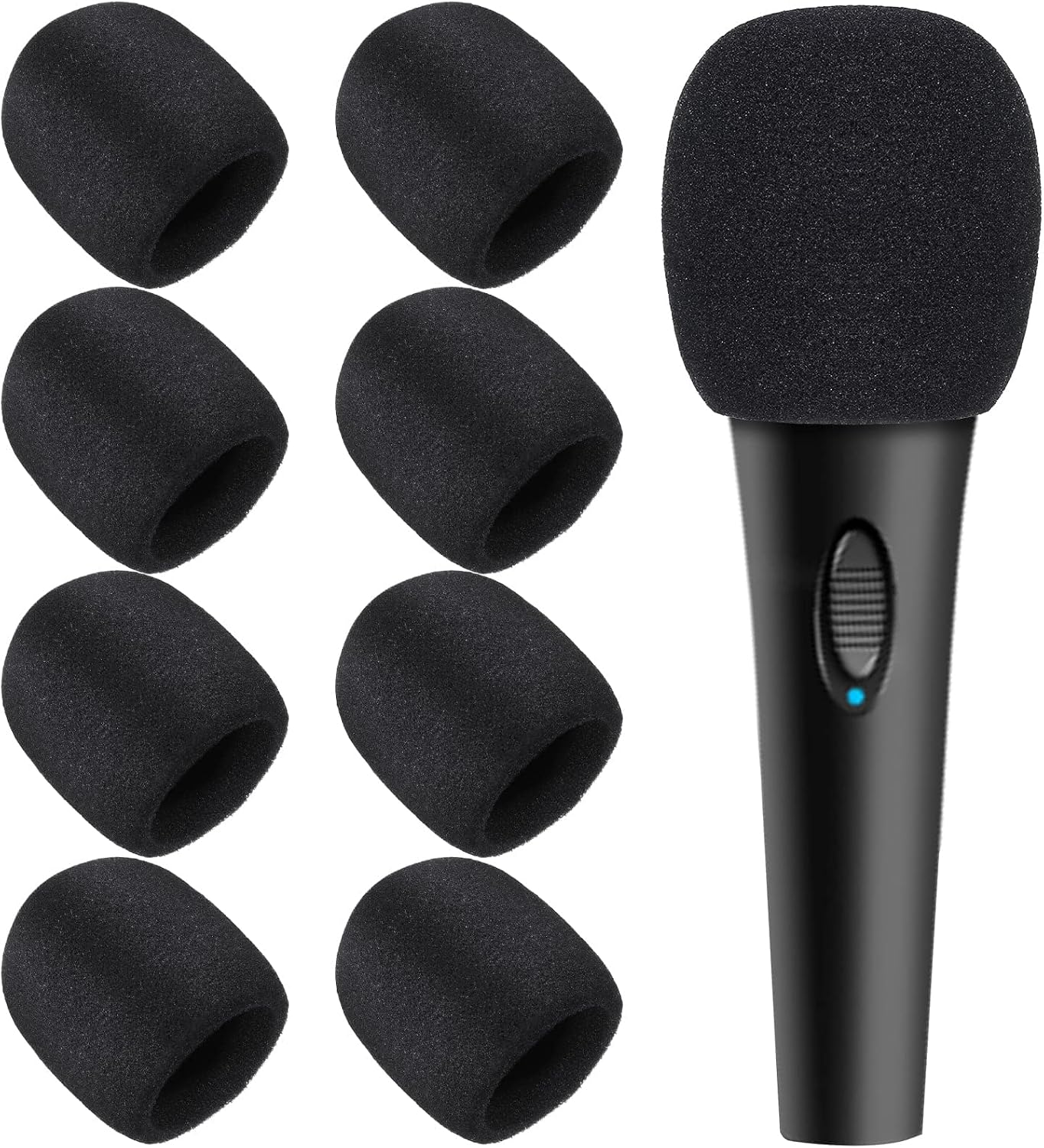 8 Pack Foam Mic Cover, Microphone Foam Cover, Thick Handheld Microphone Windscreen, Blocks Out Plosives Microphone Pop Foam Mic Filter for Wireless Microphones KTV Stage Device Performance