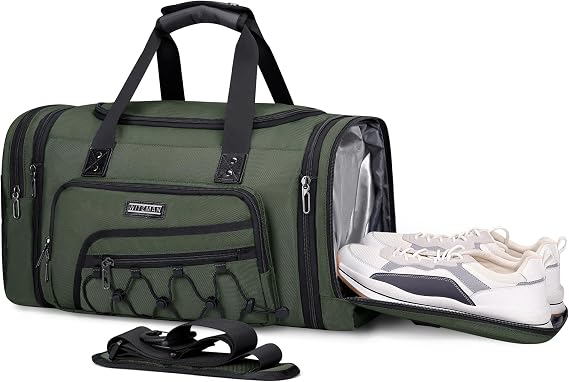 WITZMAN Mens Duffle Bag Expandable 45L Travel Gym with Shoe Compartment