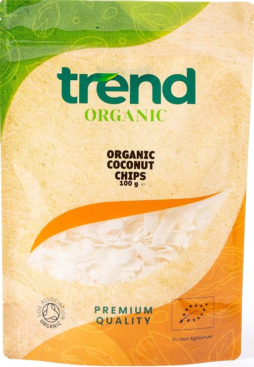 Trend Organic Coconut Chips, 100g - Crispy Blis, Perfect for Snacking, and Culinary Creations with its Tropical Taste, Rich in Fibre, Certified Organic, Vegan, Non-GMO, No Additives No Preservatives