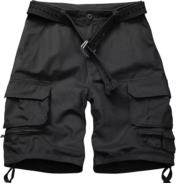 Men's Cargo Shorts, Relaxed Fit Hiking Bermuda Shorts 5521 Black 33