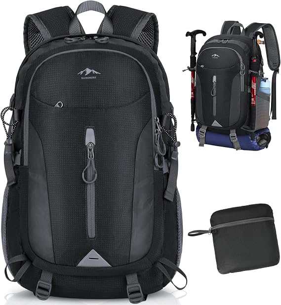 RAINSMORE Hiking Backpack 40L Lightweight Foldable Rucksack for Men Women Water Resistant Backpack Durable Packable Travel Daypack for Camping Climbing Walking Mountaineer Sports Outdoor
