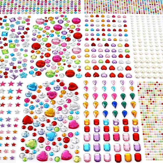 MYDBUYSOME 2774pcs Gem Stickers Jewels for Crafts, Adhesive Gems Rhinestone