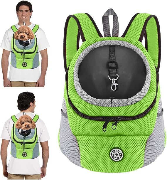 PETCUTE Pet Carrier Backpack,Breathable Dog Backpack Carrier with Adjustable Straps,Side Storage Pockets,Dog Head-Out Backpacks with Safety Belt,Puppy Front and Back Carriers for Small Dogs Cats