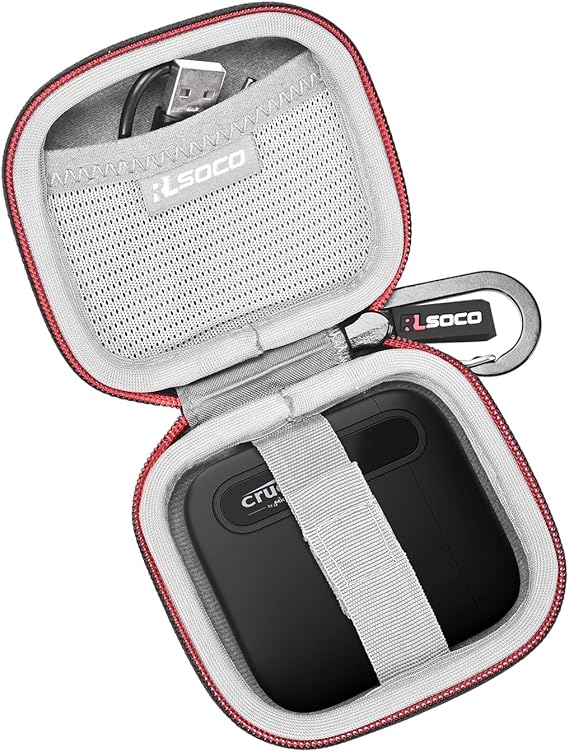 RLSOCO Carrying Case for Crucial X10/X9/X10 Pro/X9 Pro/X6 Portable SSD 1TB/2TB/4TB/6TB/8TB External Solid State Drive (Case Only)
