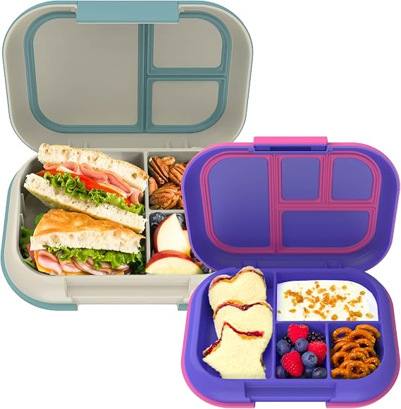 Bentgo Chill Kids (Electric Violet) and Chill Max (Bone & Glacier Blue) Lunch Box Set