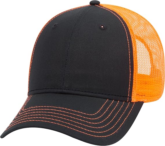 The Hat Pros | 6 Panel Low Profile Mesh Back Trucker Hat OSFM | Cotton Blend Twill Trucker Cap w/Snap Closure