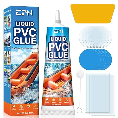 EPN Air Mattress Patch Kit, Waterproof Vinyl Pool Liner Repair Kit for Inflatables, Air Mattress, Swimming Ring, Tent, Bounce House, Inflatable Toys, Hot Tub, PVC Boat, Raft, Kayak 80 ML