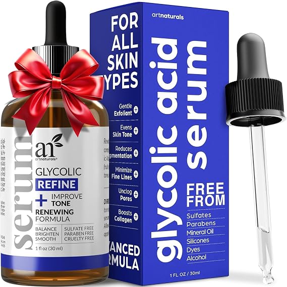 ArtNaturals Glycolic Acid Face Serum, 1 oz | Gentle Exfoliation, Unclogs Pores, Smooths Fine Lines, Brightens Complexion, Evens Skin Tone, Improves Texture