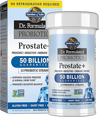 Garden of Life Dr. Formulated Probiotics Prostate+ Acidophilus and Probiotic Supports Healthy Prostate and Digestive Balance - Shelf Stable - Gluten, Dairy, and Soy-Free - 60 Vegetarian Capsules