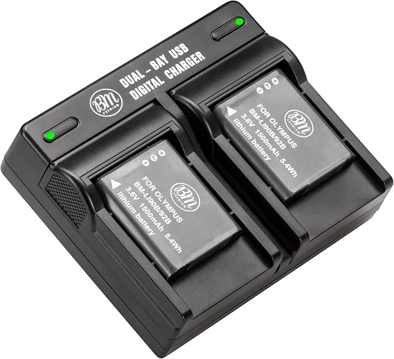 BM Premium 2 Pack of DB-110 Batteries and Dual Bay Battery Charger for Ricoh GR III, GR IIIx, Theta X, WG-6, and G900 Digital Cameras