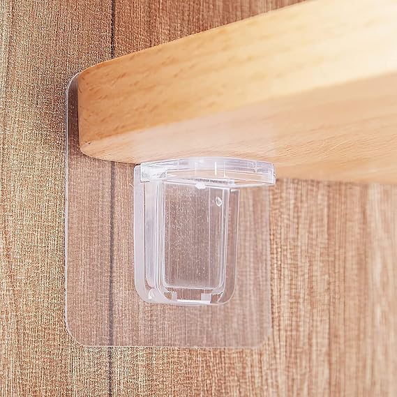 DAWRIS Shelf Support Pegs, 16 Pcs Shelf Support Brackets Self-Adhesive L-Shaped Support Triangle Bracket Shelf Support Racks Sticky Hooks for Furniture Cabinet Closet Bookcase Shelf
