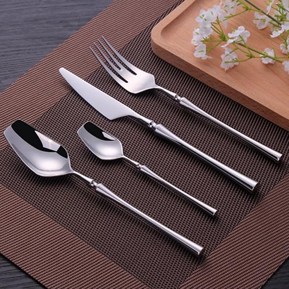 Silverware Set for 4 Modern 16 Piece Flatware Set Cutlery Utensils Set Durable 18/8 Stainless Steel Include Knives Forks and Spoons Tableware Set for Home Kitchen Wedding