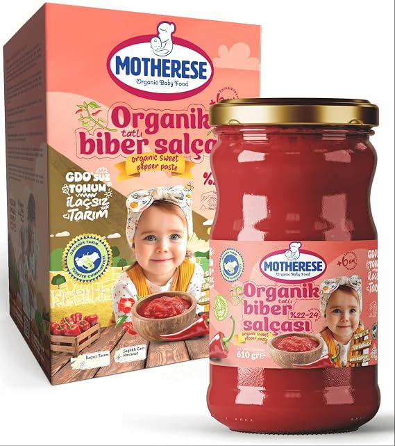 Motherese Organik Tatlı Biber Salçası 610gr - Motherese Organik Bebek Tatlı Biber Salçası 610gr