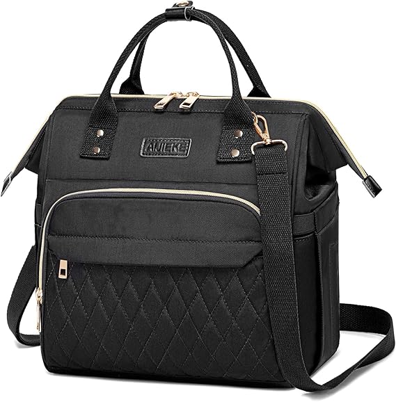 AIJIEKE Insulated Lunch Bag for Women, Large Leakproof Lunch Box, Black