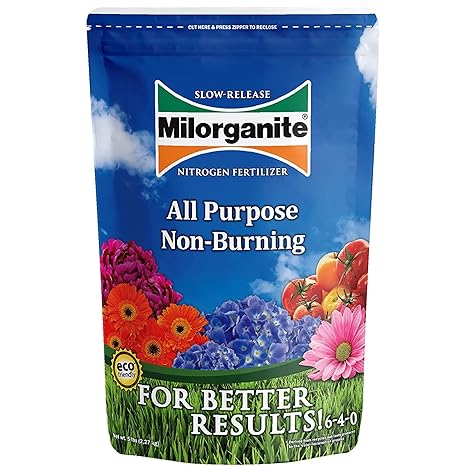 Milorganite All-Purpose Eco-Friendly Slow-Release Nitrogen 6-4-0 Fertilizer, 5 Pound Bag - for Lawns, Flowers and Gardens