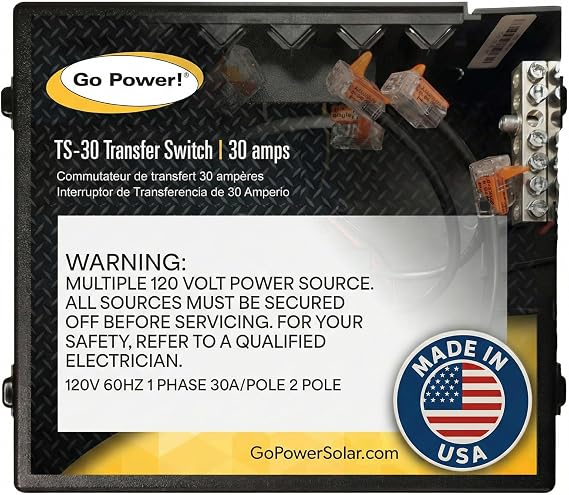 Go Power TS-30 30 Amp Automatic Transfer Switch, Dual Source Compatibility
