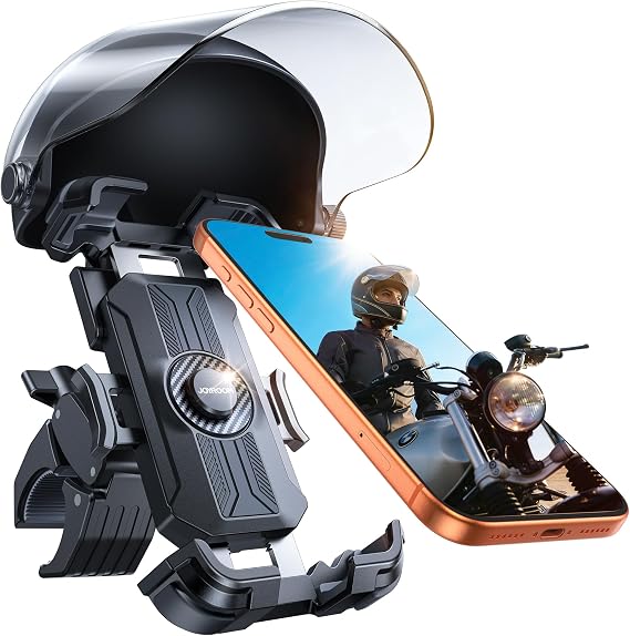 JOYROOM Motorcycle Phone Mount Holder, [All-Weather Sunshade & 120mph Secure Lock] Phone Holder for Motorcycle ATV UTV, [Metal Lock] Handlebar Phone Mount for iPhone 17 16 Pro, All 4.7-7" Phones