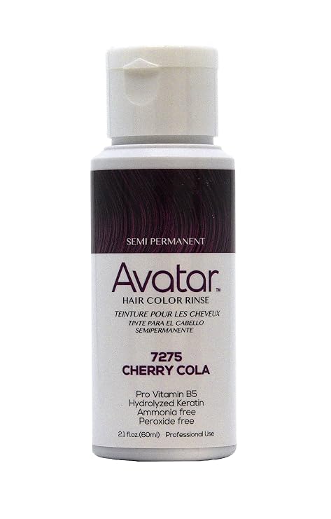 Avatar Semi Permanent Hair Color Rinse #7275 Cherry Cola, Change your hair style, no mess, hair chemical, use warm, shake well, hair streaks, hair dye
