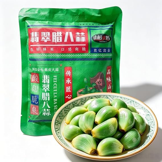 Jade Green Laba Garlic 260g,Vinegar Pickled Traditional Shandong Condiment