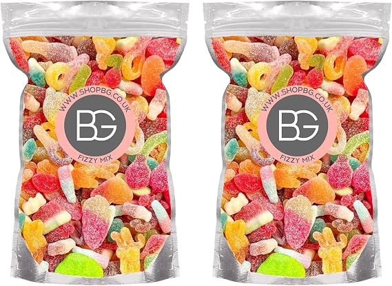 BG Pick & Mix Sweets - Sweeties Retro Candy Bundle Deal 2x Pouches - Fizzy Mixes 800g