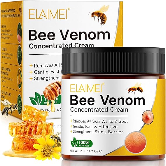 Bee Venom Cream 120g, Bee Venom Skin Treatment Cream for Tag and Spot Removal, Skin Comprehensive Restoration, Anti-Aging, Moisturizing, Repair, Natural Ingredients for All Skin Types