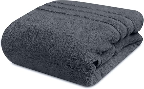 Towelogy Extra Large Bath Towels for Adults 90x140cm 100% Egyptian Cotton Zero Twist Absorbent & Super Soft Hotel Quality Bath Sheet | Ecofriendly Oeko-Tex Certified (Charcoal, 1)