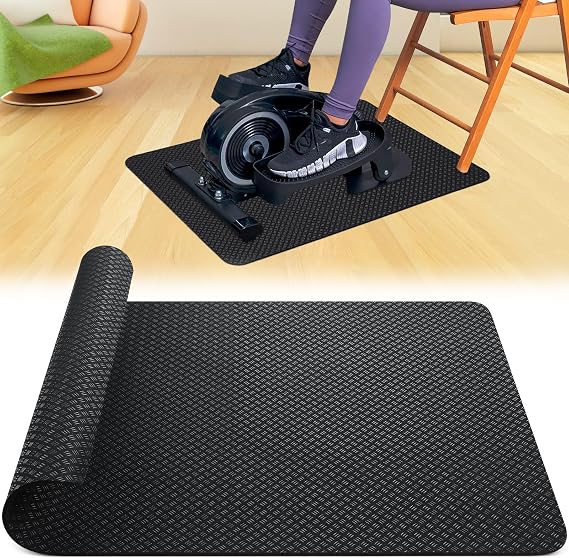 TOBWOLF Non-Slip Workout Mat for Under Desk Ellipticals, 43x60cm Protective Sports Accessories for Under Desk Elliptical Peddler Foot Enhance Stability Floor Protection