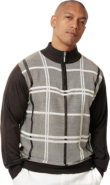 Stacy Adams Men's Sweater, Double Windowpane Design
