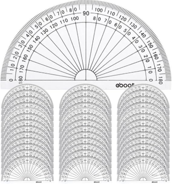 EBOOT 40 Pack Plastic Protractors 180 Degrees 4 Inch Clear