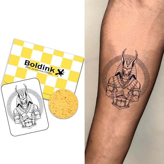 Anubis Semi Permanent Tattoo for Men, Egyptian Temporary Tattoo for Arm Leg