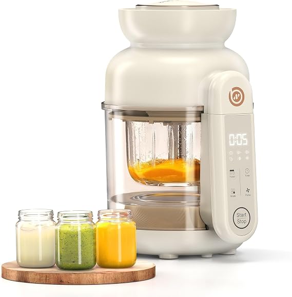 Auto Baby Food Maker, Glass Baby Food Mill, Baby Blender & Steamer and Puree Maker with Auto Cooking, Easy Cleaning, Touch Screen, Dishwasher Safe (12oz)