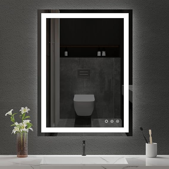 24x32 Inch LED Bathroom Mirror - Anti-Fog, Stepless Dimmable - Bathroom Mirror with Lights - 3 Color LED Mirror for Bathroom, IP54 Waterproof, Horizontal/Vertical