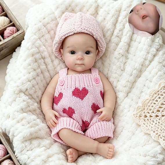 Gileutay 12 inch Realistic Full Body Silicone Baby Doll Girl Open Mouth Lifelike Reborn Dolls That Look Like Real Life Babies