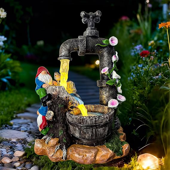 Solar Garden Gnomes Lights Outdoor Statues Yard Decorations Gifts for Mom