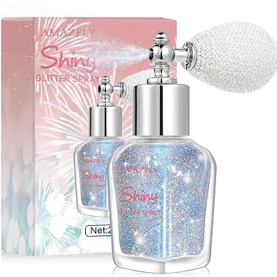 Hair and Body Glitter Spray, Shimmering Powder Sparkle Powder Makeup, Glitter Loose Sparkle Makeup for Body Highlighter,Festival Prom Rave Accessories Glint-Rainbow