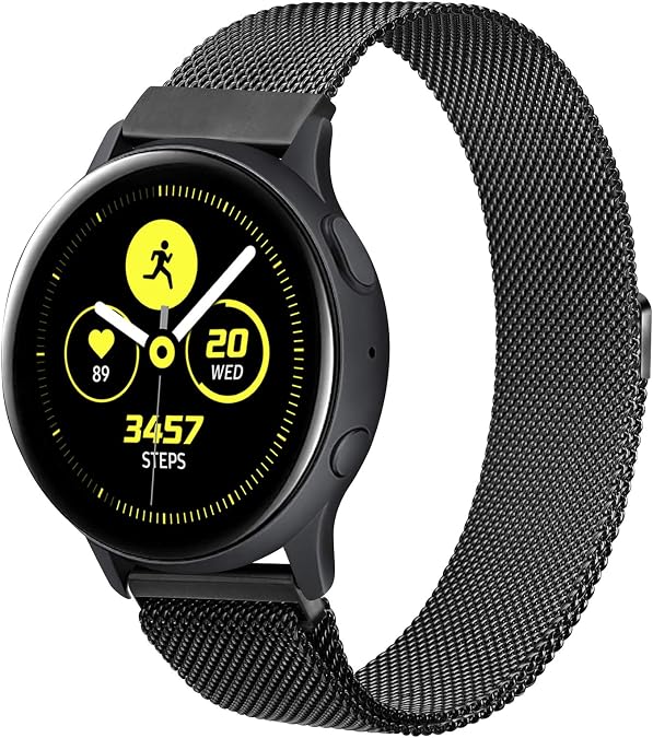 Metal Bands for Samsung Galaxy Watch Active 2 40mm 44mm / Galaxy Watch Active, 20mm Stainless Steel Mesh Watch Strap for Galaxy Watch 3 41mm / Galaxy Watch 42mm