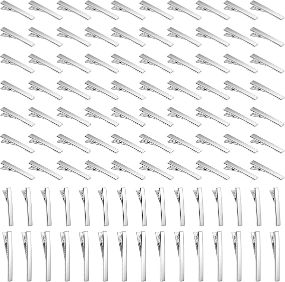 Cayway Metal Clips for Hair Pin Resin Silicone Molds DIY, Hair Clips, Hairpin for Epoxy Resin Hair Pin, 100 PCS in 3 Style, Silver