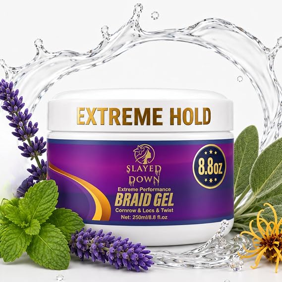 Braid Gel Extreme Hold For Braiding Hair, Cornrows & Dreadlocks (8.8 floz)