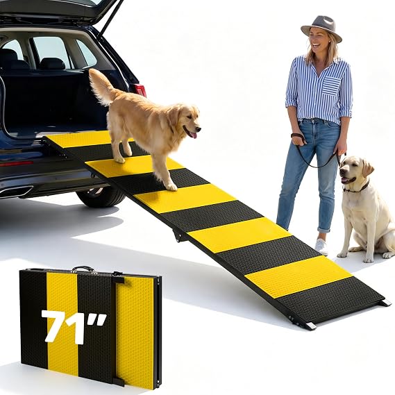Heeyoo 71" Extra Long Dog Ramp for Car SUV Truck - 350Lbs Folding
