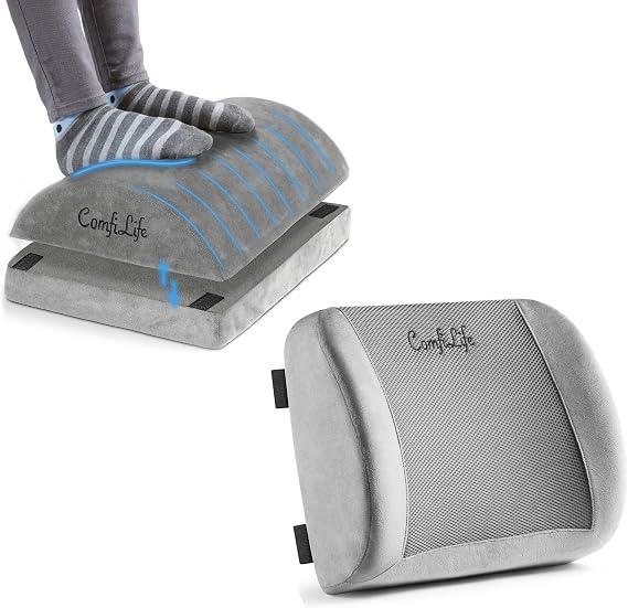 ComfiLife Gel Enhanced Seat Cushion & Foot Rest Bundle All-Day Comfort and Ergonomic Support for Sitting