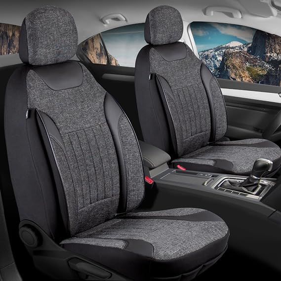 Toyota C-HR ile Uyumlu Lüx Deri Detaylı Keten Oto Koltuk Kılıfı Ön Arka Takım Edition Serisi SİYAH