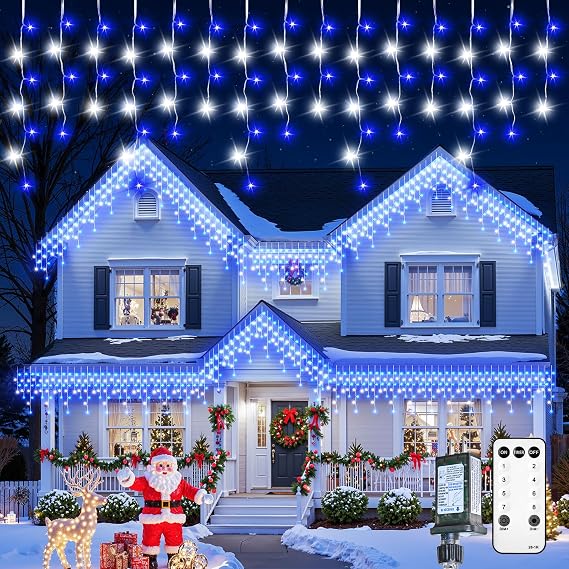 Icicle Christmas Lights Outdoor, 40 FT 432 LED Icicle Lights with 81 Drops