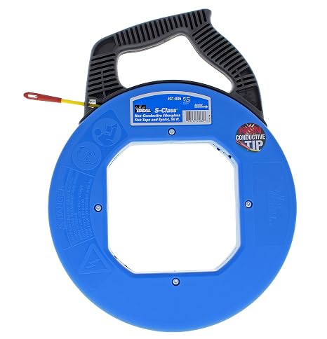 Ideal Electrical 31-086 S-Class Fiberglass Fish Tape 0.1875 in. x 50 ft., Non-Conductive Fishing Tape with 12 in. Non-Conductive Eyelet, Tuff-Grip Pro Case