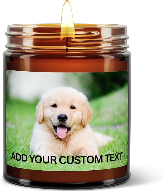 Custom Photo Candle, Many Scents to Choose from, Personalized with Your Picture & Text, Non-Toxic Soy Wax Candles, Handmade in the USA