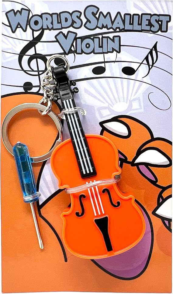 MunnyGrubbers - Original World's Smallest Violin Toy Keychain With Playable Sad Music - Tiny Mini Violin Keychain with Sound