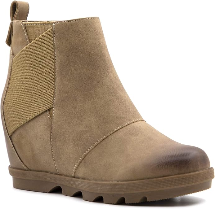 Athlefit Women's Low Hidden Wedge Short Ankle Bootie