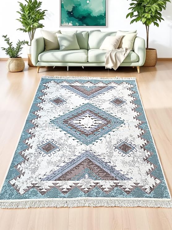 Kilim Çift Taraflı Kullanılabilir Lüks Kilim Çamaşır Makinesinde Yıkanabilir Pamuklu Dokuma Kilim