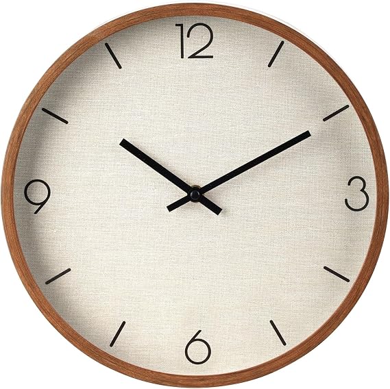 Carousel Home Round Beige Minimalist Wall Clock | Timeless Beige Wall Clock For Classic And Modern Interiors | Wall Mounted Clock - 30cm