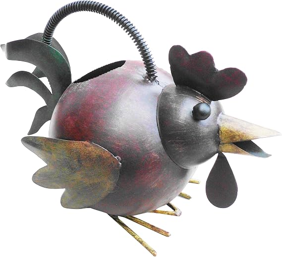 Iron Rooster Watering Can Garden Decor